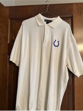 Men’s White Polo XL Indianapolis Colts NFL Shirt with Blue Horseshoe Logo